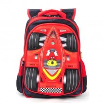 Cool Black and Coral Red Oxford Boys Pupil Preppy School Book Bag Personalized Racing Car-shaped Campus Backpack