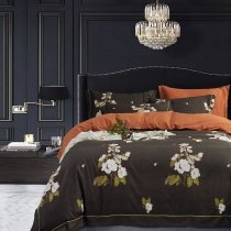 Vintage Chocolate Brown White and Olive Green Garden Floral Print French Country Full, Queen Size Bedding Sets