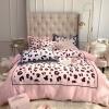 Sexy Girls Pink White and Black Leopard Print Contemporary Modern Chic Egyptian Cotton Full, Queen Size Bedding Sets