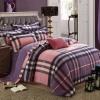 Pink Black and Gray Madras Plaid Vintage Look Full, Queen Size Bedding Sets