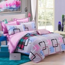 Modern Geometric Plaid Abstract Pastel Style Twin, Full Size Bedding Sets