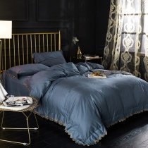 Solid Gray Scalloped Simply Vintage Gorgeous Full, Queen Size Bedding Sets