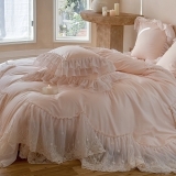 Pink Romantic Bridal Style Lace Full, Queen Size Bedding Sets