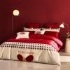 Red and Beige Love Heart Pattern Romantic Noble Excellence Wedding Style Embroidered Full, Queen Size Bedding Sets