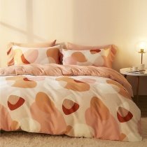 Beige Rust Orange and Coral Graffiti Print Hipster Abstract Style Trendy Twin, Full, Queen Size Bedding Sets
