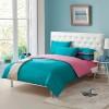 Pink and Teal Blue Simply Shabby Chic Full, Queen Size Girls Bedroom 100% Cotton Bedding Sets