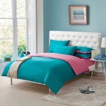 Pink and Teal Blue Simply Shabby Chic Full, Queen Size Girls Bedroom 100% Cotton Bedding Sets