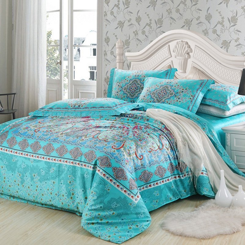 Turquoise and Red Southwestern Style Unique Floral Pattern ...