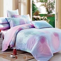 Pink Purple and Blue Romantic Warm Floral Print Fresh World Nature Rustic Chic 100% Cotton Twin, Full, Queen Size Bedding Sets