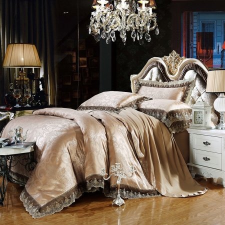 Champagne and Gray Paisley and Scroll Pattern Vintage Bohemian Style Luxury Southwestern Jacquard Design Full, Queen Size Bedding Sets