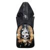 Personalized Black Faux Leather Masculine Men Large Travel Laptop Backpack Durable Embossed Skull Studded Punk Style School Campus Book Bag