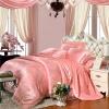 Salmon Pink Sparkly Flower Pattern Modern Chic Antique Lace Design Elegant Girls Jacquard Satin Full, Queen Size Bedding Sets
