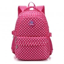 Trend Rose Red and White Nylon Elegant Cute Girly Girls School Book Bag Stylish Polka Dot Print Zipper Pupil Preppy Campus Backpack