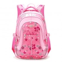 Coral Pink Red and Army Green Polyester Elegant Girls School Backpack Fashion Flower Print Sewing Pattern Preppy Campus Book Bag