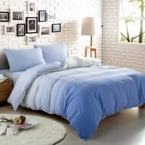 Light Blue and Sky Blue Ombre Colored Fashion Unique Abstract 100% Cotton Full, Queen Size Bedding Sets