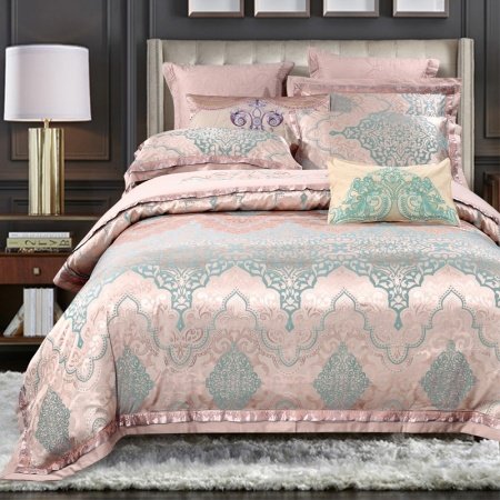Metallic Gold and Turquoise Bohemian Moroccan Style Indian Pattern Exotic Shabby Chic Full, Queen Size Bedding Sets