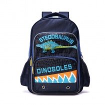Dark Blue Aqua and Orange Oxford Boys Pupil School Book Bag Personalized Animal Dinosaur Print Campus Backpack