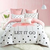 Pastel Black White and Coral Red Monogrammed and Polka Dot Print Boutique Teen Girls Full, Queen Size Bedding Sets