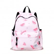 Pastel Polyester Junior Preppy Middle School Campus Book Bag Pale Pink Red Watermelon Print Anti Theft Girls Travel Backpack