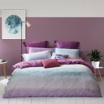 Gray and Purple Ombre Stripe Print Shabby Chic Unique Adult Full, Queen Size Bedding Sets
