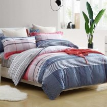 Coral Red Gray and White Glen Plaid Shabby Chic Soft Bedding Sets