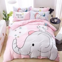 Cute Girls Elephant and Bunny Pastel Style Twin, Full Size Bedding Sets