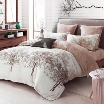 Gray and White Forest Tree Print Soft Full, Queen Size Bedding Sets