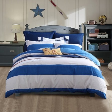 Simply Modern Chic Rugby Stripe Masculine Twin, Full, Queen Size Bedding Sets