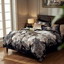 Black and White Paisley Print Vintage Bohemian Full, Queen Size Bedding Sets