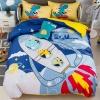 Blue White and Red Rocket Print Space Dream Hipster Boys Twin, Full Size Bedding Sets