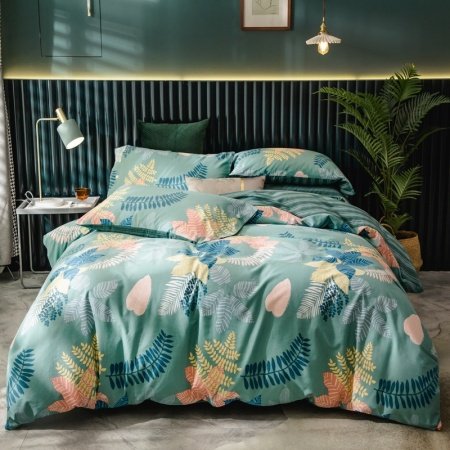 Green Botanical Tropical Fern Leaf Rustic Chic Vintage Full, Queen Size Bedding Sets