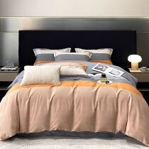 Orange and Gray Striped Trendy Soft Full, Queen Size Bedding Sets