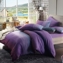 Twilight Purple and Dark Green Ocean Waves Stripe Print Girls Bedroom Full, Queen Size Damask Bedding Sets
