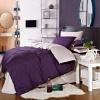 Deep Purple and Silver Plain Color Vintage Simply Chic Retro Style All Cotton Microfiber Percale Fabric Full, Queen Size Bedding Sets