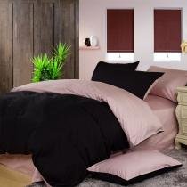 Pale Pink and Black Solid Pure Color Simply Shabby Chic Luxury Full, Queen Size Bedding Sets