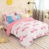Pink and White Flamingo Print Animal Themed Modern Chic Cute Girly Themed Unique 100% Cotton Twin, Full Size Bedding Sets for Girls