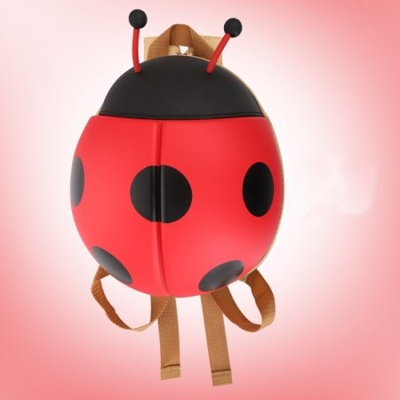 Ultra-lightweight Personalized Cute Animal Ladybug-shaped Toddler Book Bag Black Red Polka Dot Gorgeous Trendy Kids School Backpack