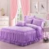 Girls French Violet Gathered Princess Style Feminine Feel Modern Chic Luxury 100% Polyester Full, Queen Size Bedding Sets