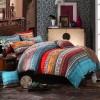 Turquoise Peacock Blue and Burnt Orange Bohemian Chic Southwestern Style Luxury Brushed Cotton Full, Queen Size Bedding Sets