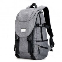 Oversized Solid Silver Gray Oxford Masculine Men Flap Laptop Travel Backpack Durable Sewing Pattern Zipper Preppy School Campus Book Bag