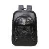 Personalized Black Patent Leather Men Travel Laptop Backpack Punk Style Embossed Dog and Cross Rivet Studded School Campus Book Bag