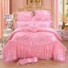 Noble Excellence Sequin Pink Victorian Heart Vintage Lace Ruffle Romantic Girls Luxury Jacquard Cotton Full, Queen Size Bedding Sets