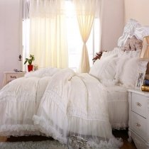 Luxury Bridal Style Victorian Lace Design Full, Queen Size Bedding Sets