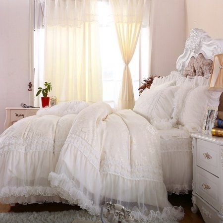 Luxury Bridal Style Victorian Lace Design Full, Queen Size Bedding Sets
