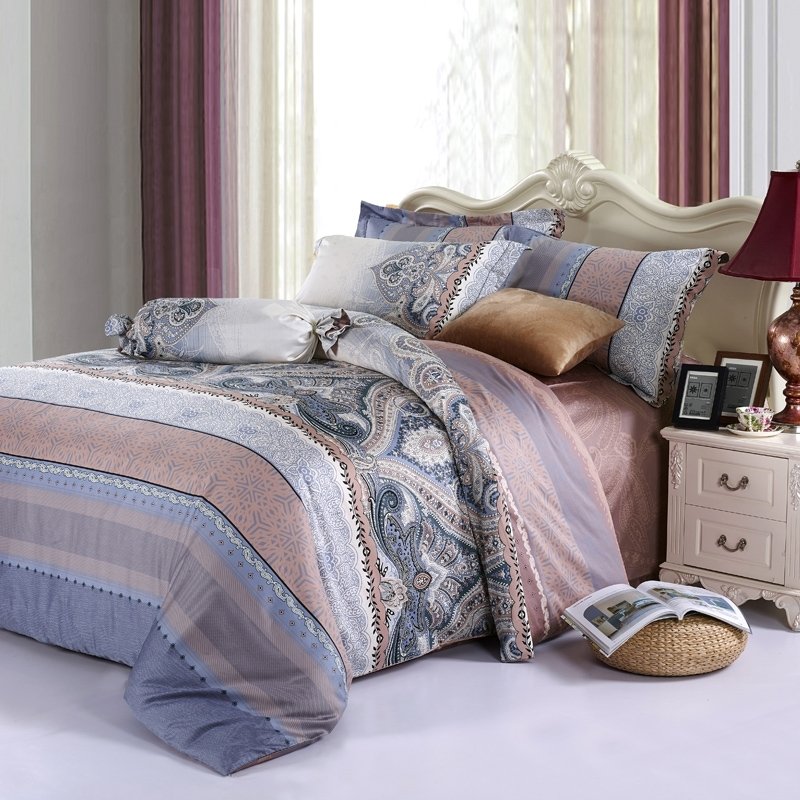 Native American Western Paisley Pop and Striped Print Full, Queen Size Bedding Sets