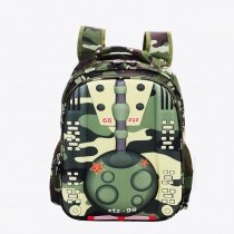 Lime Green Yellow and Teal Nylon Boys Pupil School Book Bag Military Style Tank-shaped Camouflage Print Campus Backpack