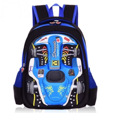 Black Blue Oxford Cool Boys Pupil Preppy Book Bag Unique Vintage Car-shaped Kids School Campus Backpack