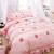 Blush Pink and Red Christmas Tree Print Ruched Attached Dust Ruffle Shabby Chic Elegant Girls Twin, Full, Queen Size Bedding Sets