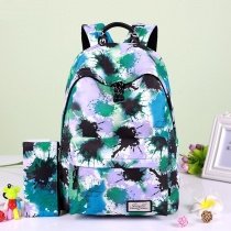 Colorful Paint Splatter Preppy Style Girls Book Bag Anti Theft Zipper Canvas Middle School Backpack