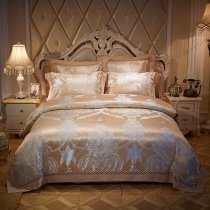 Silver and Metallic Gold Medieval Rococo Pattern Vintage Victorian Style Baroque Style Full, Queen Size Bedding Sets